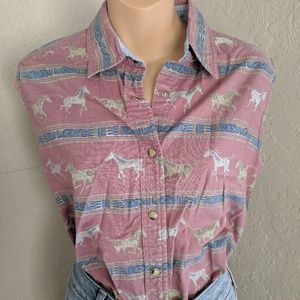 Vintage Wrangler blues western snap button shirt